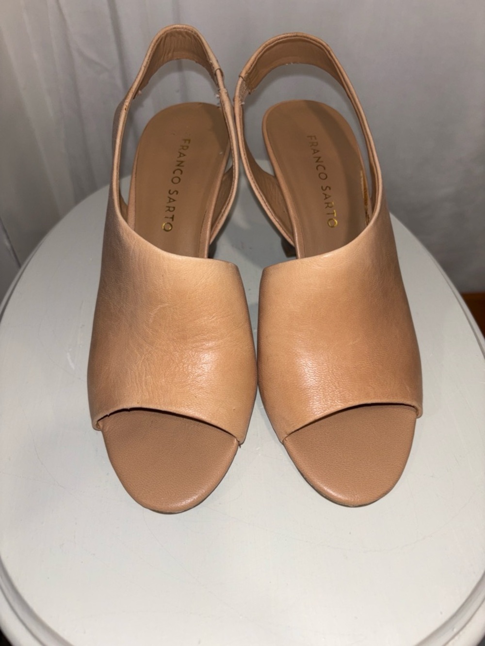 Franco Sarto Women's Tan Leather Open-Toe Slingback Sandals